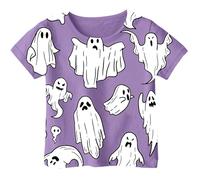 T-shirt imprimé avec épingle de sûreté - Style Halloween - Pour filles et garçons - À manches courtes - Convient pour les bébés de 1 à 13 ans - Pour l'été, lilas, 1-2 ans