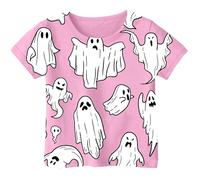 T-shirt imprimé avec épingle de sûreté - Style Halloween - Pour filles et garçons - À manches courtes - Convient pour les bébés de 1 à 13 ans - Pour l'été, Rose, 2-3 ans