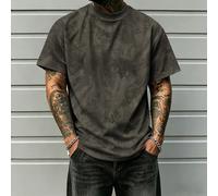 T-shirt imprimé camouflage forêt pour hommes, coupe ample décontractée, col rond à manches courtes, t-shirt graphique de style de rue extérieur avec carte de forêt, convient pour un port quotidien L,M