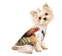 T-shirt imprimé coq sur bois dans les terres agricoles pour animal domestique, gilet doux, extensible, débardeur tendance pour intérieur et extérieur