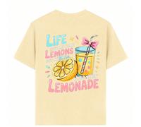 T-shirt imprimé de dessin animé avec slogan inspirant "La vie m'a donné des citrons mais mon Jésus, il fait de la limonade". Tissu doux et confortable, convient pour les filles en voyage, les vacances