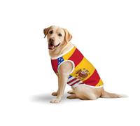 T-shirt imprimé drapeau américain de l'Espagne pour grands chiens, confortable en coton extensible pour chien, sweat-shirt sans manches (3XL-5XL)