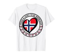 T-Shirt imprimé Drapeau « Proud and Lucky to Be Norwegian I Love Norway » T-Shirt