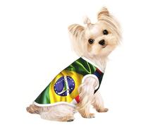 T-shirt imprimé drapeaux américains et brésiliens pour chien et chat, joli débardeur respirant pour petit chiot, chaton, intérieur et extérieur