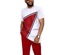 T-Shirt imprimé en 3D Dashiki Africain + Ensemble Pantalon survêtement d’été pour Hommes Costume Traditionnel Africain Dashiki Ensemble Deux pièces