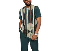 T-Shirt imprimé en 3D Dashiki Africain + Ensemble Pantalon survêtement d’été pour Hommes Costume Traditionnel Africain Dashiki Ensemble Deux pièces