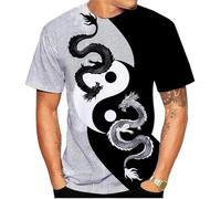 T-shirt imprimé en 3D pour homme - Tai Chi Yin Yang - Manches courtes - Col rond - Motif dragon, # 3, 6XL