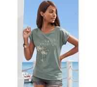 T-shirt imprimé fantaisie « pissenlit » devant - Vivance - menthe MENTHE 38/40