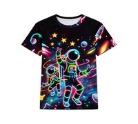 T-shirt imprimé graphique à manches courtes pour garçon comme haut de loisirs confortable dans un design tendance, Noir , 5-6 ans