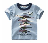T-Shirt Imprimé Graphique Coloré Garçon Col Rond Manches Courtes, Tendance Doux Haut Jeune Enfant, Coton Peach Skin