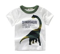 T-Shirt Imprimé Graphique Coloré Garçon Col Rond Manches Courtes, Tendance Doux Haut Jeune Enfant, Coton Peach Skin/G