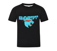 T-shirt imprimé graphique Gaming Beast en coton noir pour garçon, style 2, 7-8 ans
