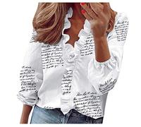 T-Shirt imprimé Haut col en V Solide habillé Femmes Manches d'été à Volants Court décontracté Chemisier Femme Chemises Blanches pour Femmes