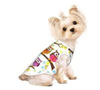T-shirt imprimé hiboux sur branches d'arbre pour chien et chat, joli débardeur respirant pour petit chiot, chaton, intérieur et extérieur
