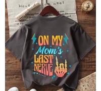 T-shirt imprimé Jeune garçon SUR LE DERNIER NERF DE MA MAMAN, fabriqué en tissu doux, convient pour le port extérieur, quotidien et sur le campus, hauts de printemps et d'été 6Y,7Y,8Y,9Y,4Y,5YLettresP