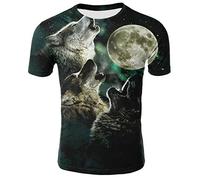 T-Shirt imprimé Loup Animal pour Hommes Casual personnalisé 3D Vintage Galaxy Wolf Pattern T-Shirts imprimés Hip Hop Col Rond Tops à Manches Courtes