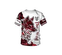 T-Shirt imprimé Loup Animal pour Hommes décontracté personnalisé 3D Vintage Motif Loup T-Shirts imprimés Slim Fit col Rond Manches Courtes Hauts