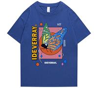 T-shirt imprimé papillon Hip Hop 2022 pour hommes Streetwear Harajuku Chemise d'été à manches courtes décontractée T-shirt ample noir-bleu 1, L