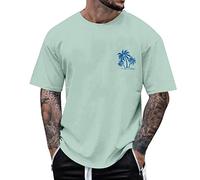 T-shirt imprimé petit arbre d'été pour homme - Manches courtes - Col rond, vert, M