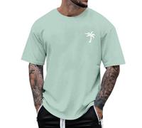 T-shirt imprimé petit arbre d'été pour homme T-shirt à manches courtes O Tops, Vert menthe., 6XL
