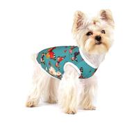 T-shirt imprimé poule papillons volants parmi les fleurs pour petits chiens, chemise tendance respirante sans manches pour petits chiens
