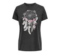 T-Shirt imprimé pour Femmes à Manches Courtes col Rond Top avec Lettres Imprimé Short Sleeve ONLLUCY, Couleurs:Jaune-Noir, Taille:L