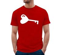 T-shirt imprimé Saint Valentin 2026 avec col rond et manches courtes pour la Saint-Valentin, haut décontracté pour couples masculins et féminins, rouge, L