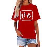 T-shirt imprimé Saint Valentin 2026 avec col rond et manches courtes pour la Saint-Valentin, haut décontracté pour couples masculins et féminins, rouge, M