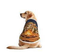 T-shirt imprimé squelettes feu de camp pour chien - Haut d'été décontracté léger pour chiens de taille moyenne et grande