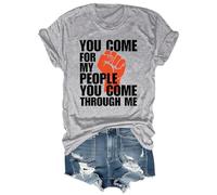 T-shirt imprimé « You Come for My People You Come Through Me » - Col en V et col en V, gris, S