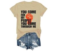 T-shirt imprimé « You Come for My People You Come Through Me » - Col en V et col en V, kaki, S