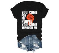 T-shirt imprimé « You Come for My People You Come Through Me » - Col en V et col en V, Noir , S
