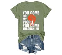 T-shirt imprimé « You Come for My People You Come Through Me » - Col en V et col en V, Vert, S