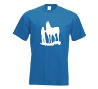 T-Shirt - Indien avec Motif Cheval, Bleu Royal - XL - imprimé avec Motif - été - Chemise Amusante - Sport - Loisirs