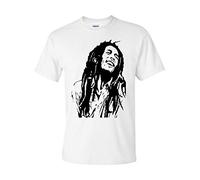 T-shirt inspiré de Bob Marley avec inscription « Reggae » et inscription « Smoke Weed » - Cadeau de Noël - Blanc - M