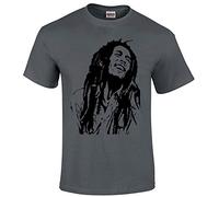 T-shirt inspiré de Bob Marley avec inscription « Reggae » et inscription « Smoke Weed » - Cadeau de Noël - Noir - M