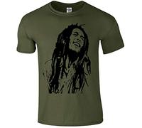 T-shirt inspiré de Bob Marley avec inscription « Reggae » et inscription « Smoke Weed » - Cadeau de Noël - Vert - M