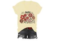 T-shirt « It's Okay to Be Different », « It's Okay to Feel All The Feels », imprimé graphique floral pour femmes et hommes T-shirt à col en V, Jaune crémeux., XL