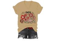 T-shirt « It's Okay to Be Different », « It's Okay to Feel All The Feels », imprimé graphique floral pour femmes et hommes T-shirt à col en V, kaki, M