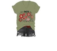 T-shirt « It's Okay to Be Different », « It's Okay to Feel All The Feels », imprimé graphique floral pour femmes et hommes T-shirt à col en V, Vert, S