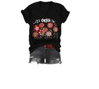T-shirt « It's Okay to Be Different », « It's Okay to Feel All The Feels », imprimé graphique floral pour femmes et hommes T-shirt à col en V, Noir , 3XL