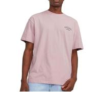 T-shirt - JACK & JONES - Col rond - Flocage poitrine - Flocage dos - Coton rose XL