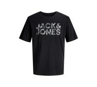 JACK & JONES T-Shirt 'JJEJeff' gris foncé / noir / blanc, Taille S