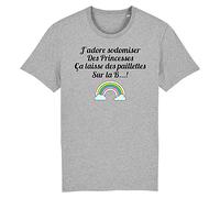T-Shirt J'adore sodomiser - pour Homme - Imprimé en France - Coton 100% Bio - Cadeau Anniversaire Humour Punchlines Original Rigolo (Gris, XL)