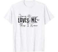 T-Shirt J'aime Jésus Foi chrétienne Tee Graphique Croix Religieuse Jésus m'aime Haut décontracté à Enfiler pour Hommes et Femmes