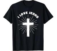 T-Shirt J'aime Jésus Foi chrétienne Tee Graphique Croix Religieuse Jésus m'aime Haut décontracté à Enfiler pour Hommes et Femmes