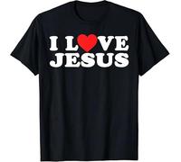 T-Shirt J'aime Jésus Foi chrétienne Tee Graphique Croix Religieuse Jésus m'aime Haut décontracté à Enfiler pour Hommes et Femmes