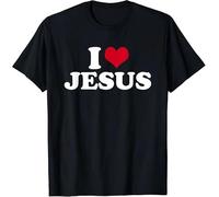 T-Shirt J'aime Jésus Foi chrétienne Tee Graphique Croix Religieuse Jésus m'aime Haut décontracté à Enfiler pour Hommes et Femmes