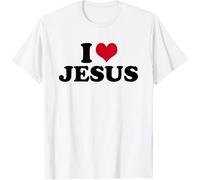 T-Shirt J'aime Jésus Foi chrétienne Tee Graphique Croix Religieuse Jésus m'aime Haut décontracté à Enfiler pour Hommes et Femmes