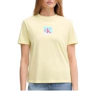 Calvin Klein T-Shirt Manches Courtes Femme Classic Boxed Monogram avec Logo, Jaune (Chartreuse Melon), S